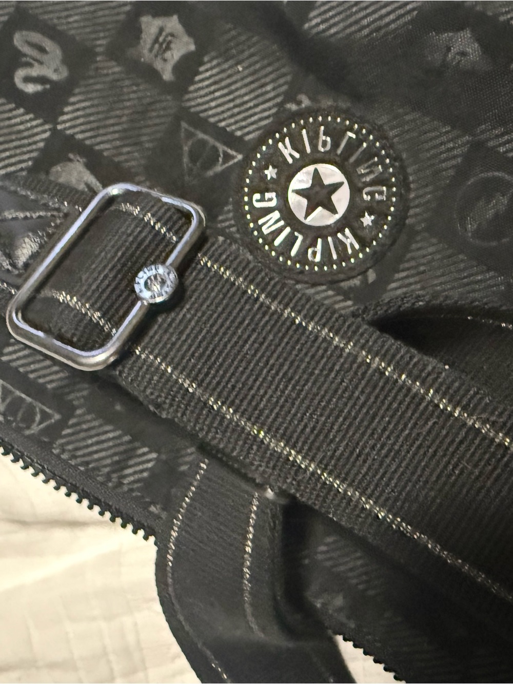 Kipling Black Nylon Backpack with Logo Patch